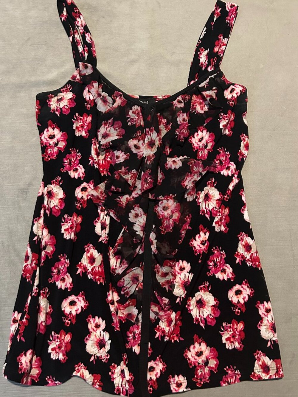 WHITE HOUSE BLACK MARKET Boho Ruffle Floral Cami Tank Top Size S